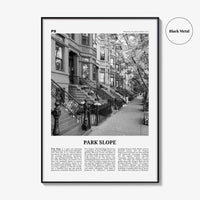 Park Slope Print Black and White, Park Slope Wall Art, Park Slope Poster, Park Slope Photo, Park Slope Wall Décor, Brooklyn, New York, USA