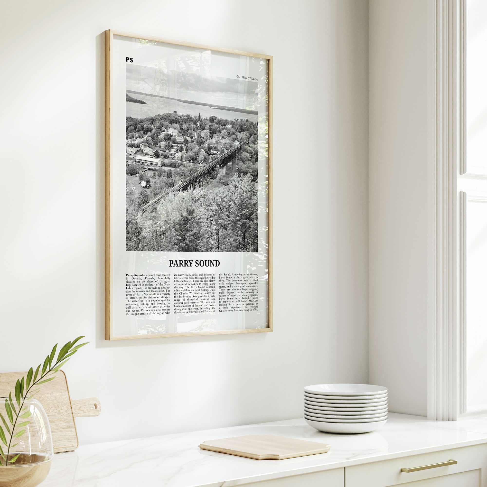 Parry Sound Print Black and White, Parry Sound Wall Art, Parry Sound Poster, Parry Sound Photo, Parry Sound Wall Décor, Parry Sound Map