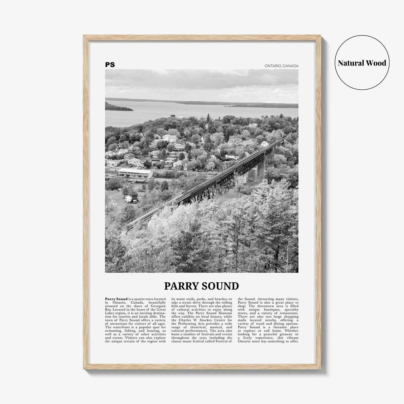 Parry Sound Print Black and White, Parry Sound Wall Art, Parry Sound Poster, Parry Sound Photo, Parry Sound Wall Décor, Parry Sound Map
