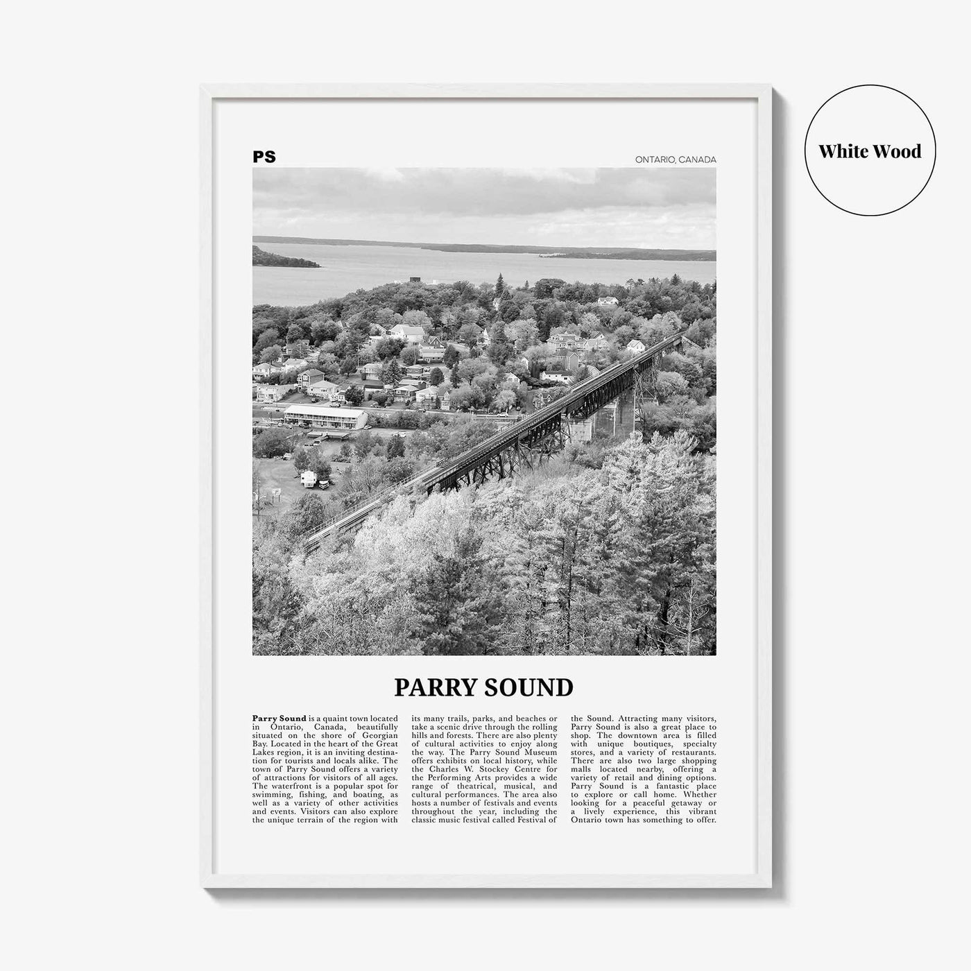Parry Sound Print Black and White, Parry Sound Wall Art, Parry Sound Poster, Parry Sound Photo, Parry Sound Wall Décor, Parry Sound Map
