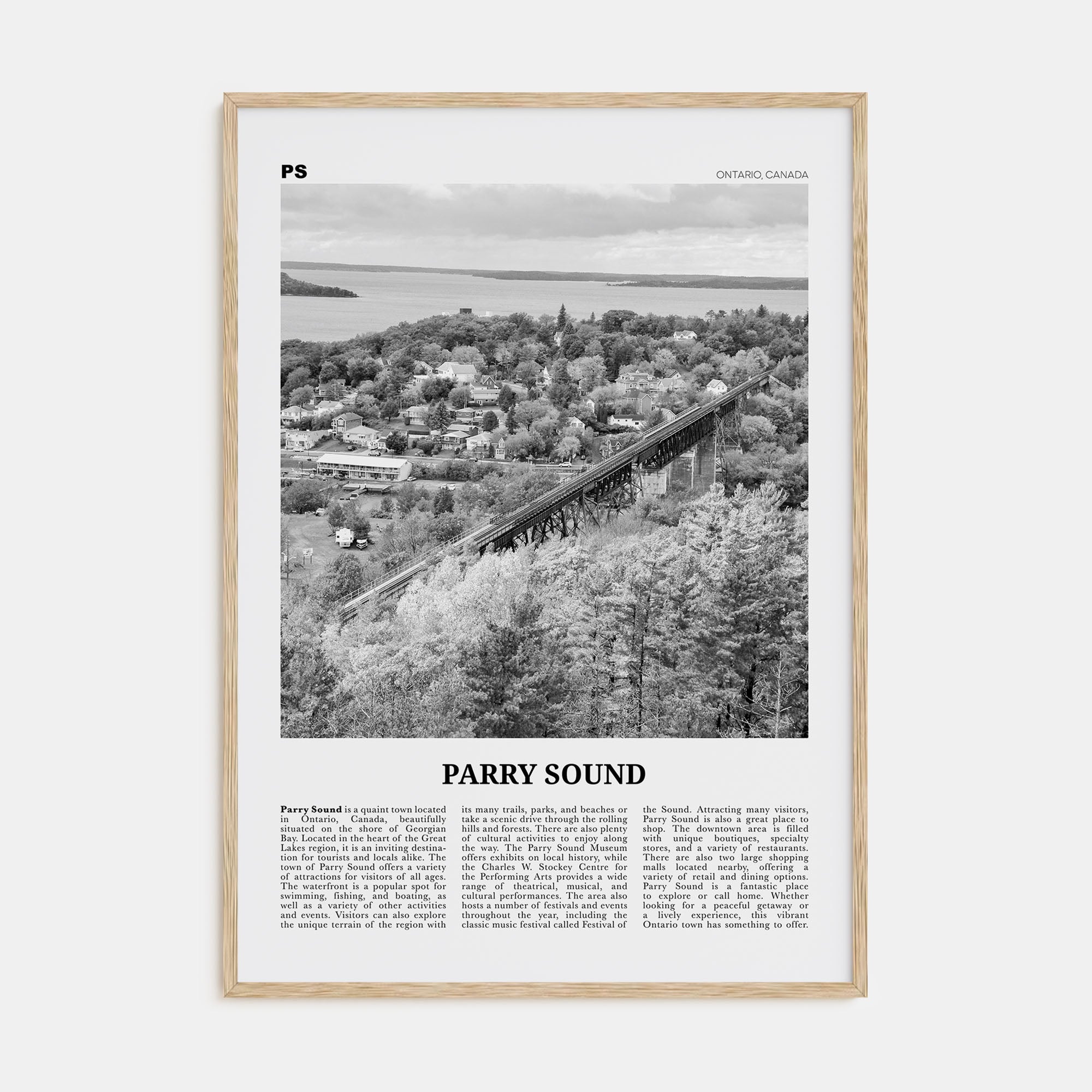 Parry Sound Travel B&W Poster