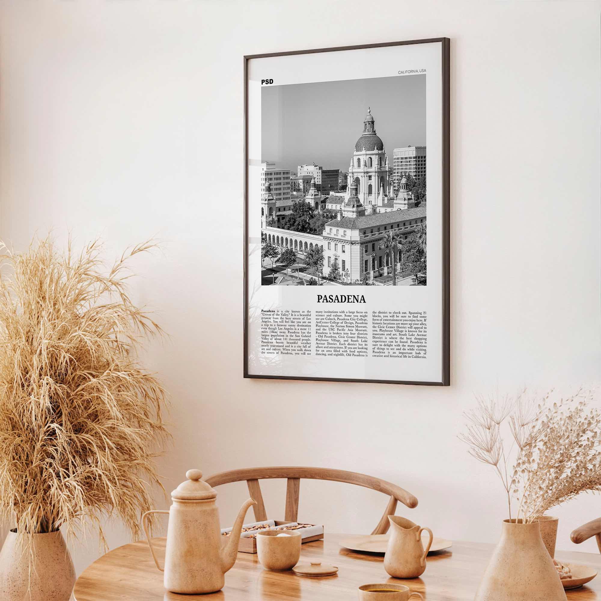 Pasadena Print Black and White, Pasadena Wall Art, Pasadena Poster, Pasadena Photo, Pasadena, California, USA, United States, North America