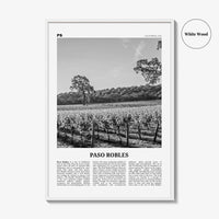Paso Robles Print Black and White, Paso Robles Wall Art, Paso Robles Poster, Paso Robles Photo, Paso Robles Map, California, USA