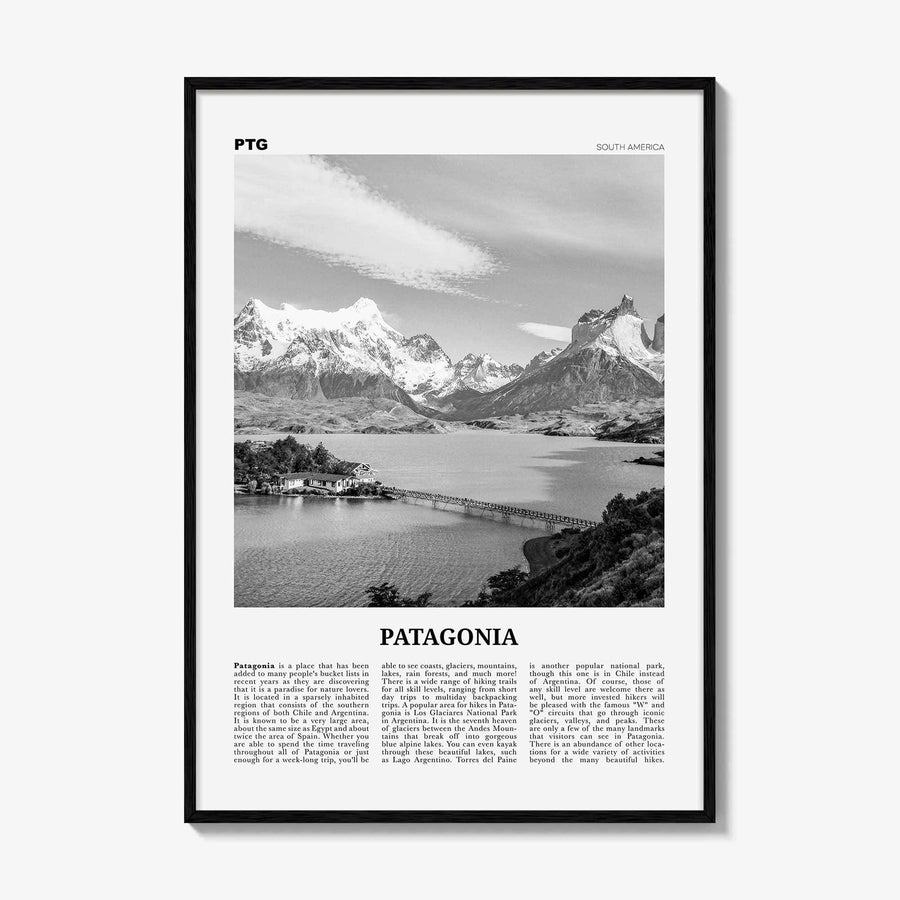 Patagonia Print Black and White, Patagonia Wall Art, Patagonia Poster, Patagonia Photo, Argentina, Chile, South America