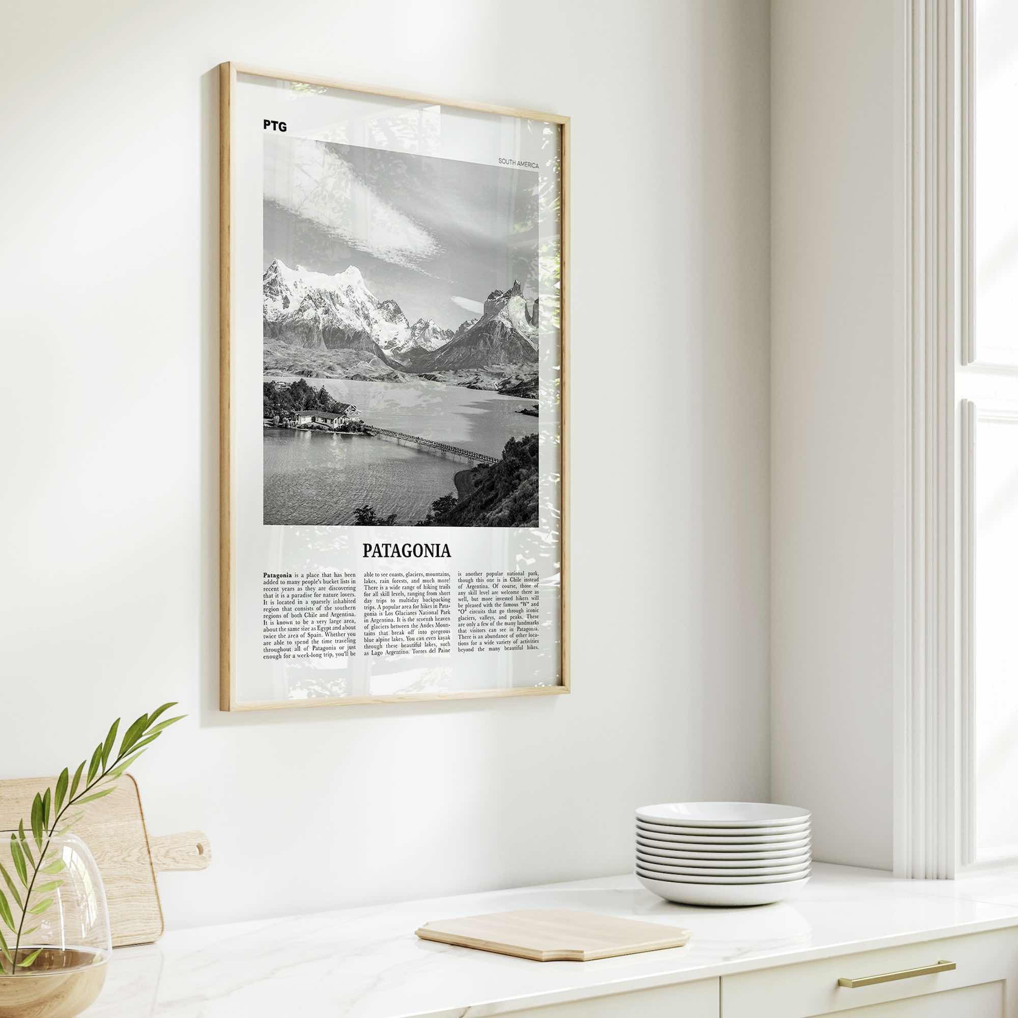 Patagonia Print Black and White, Patagonia Wall Art, Patagonia Poster, Patagonia Photo, Argentina, Chile, South America