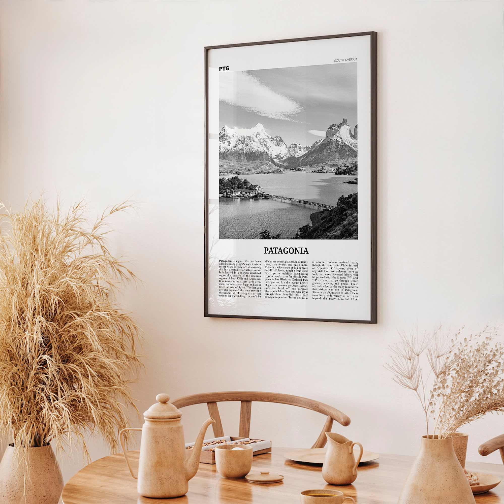 Patagonia Print Black and White, Patagonia Wall Art, Patagonia Poster, Patagonia Photo, Argentina, Chile, South America