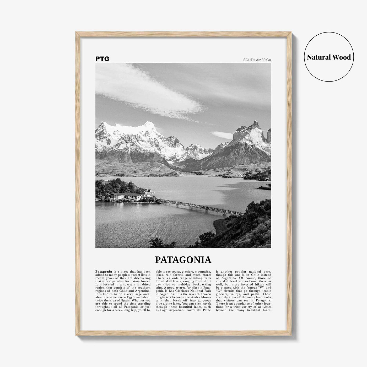 Patagonia Print Black and White, Patagonia Wall Art, Patagonia Poster, Patagonia Photo, Argentina, Chile, South America