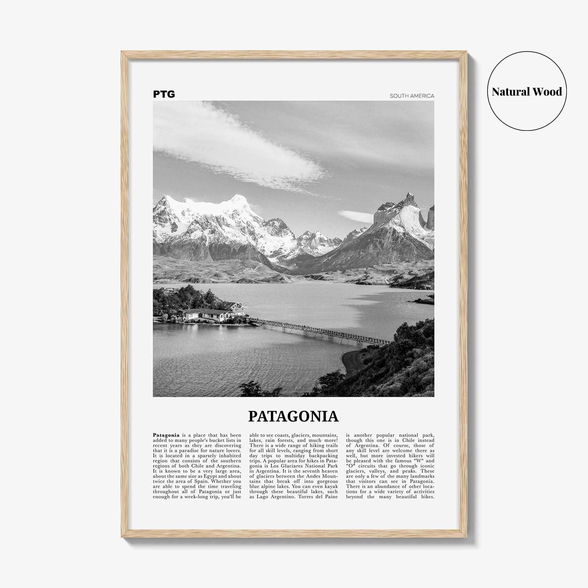 Patagonia Print Black and White, Patagonia Wall Art, Patagonia Poster, Patagonia Photo, Argentina, Chile, South America