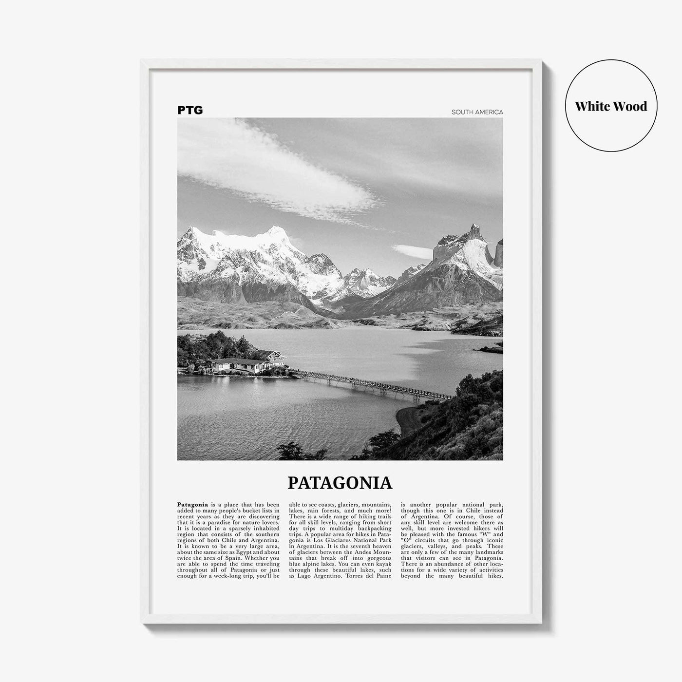 Patagonia Print Black and White, Patagonia Wall Art, Patagonia Poster, Patagonia Photo, Argentina, Chile, South America