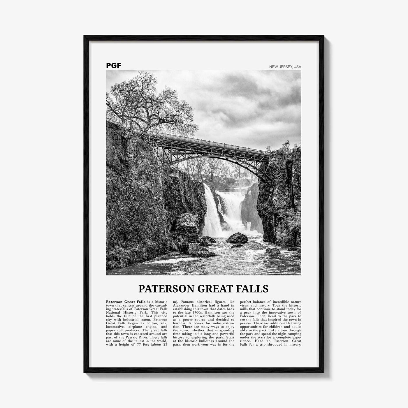 Paterson Great Falls Print Black and White, Paterson Great Falls Wall Art, Paterson Great Falls Poster, Paterson Great Falls Photo