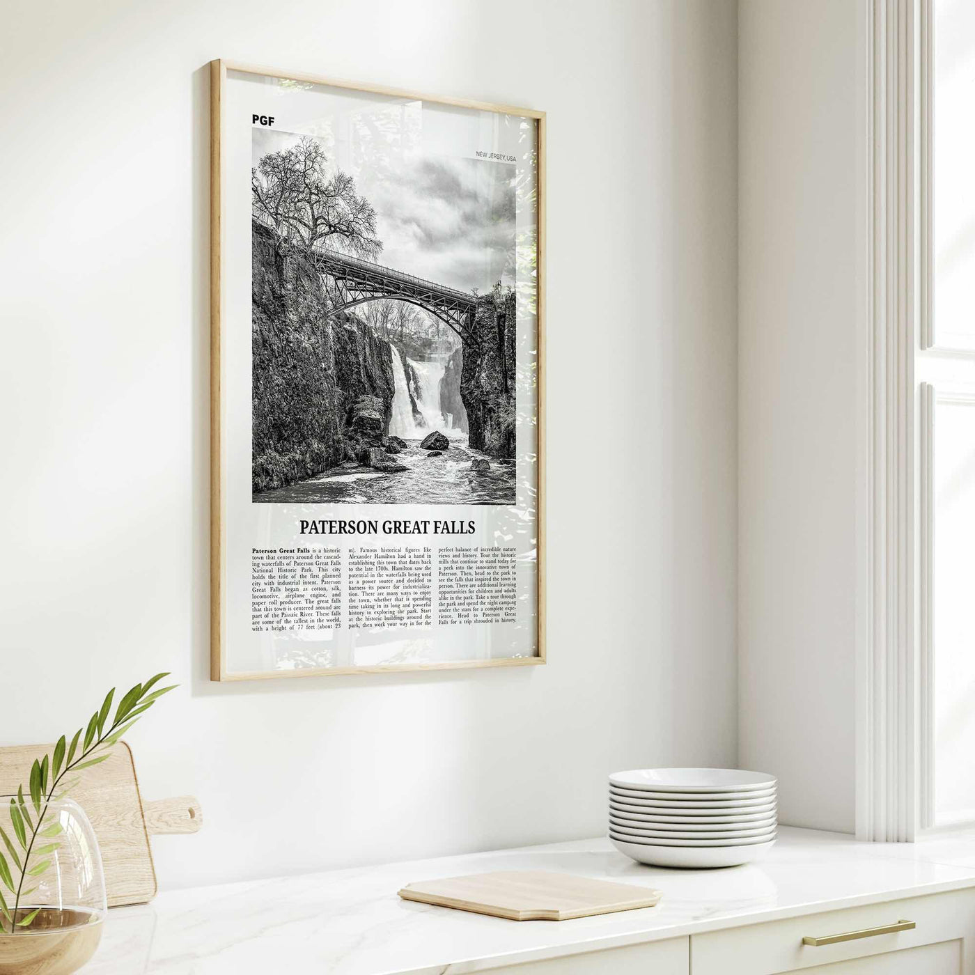 Paterson Great Falls Print Black and White, Paterson Great Falls Wall Art, Paterson Great Falls Poster, Paterson Great Falls Photo