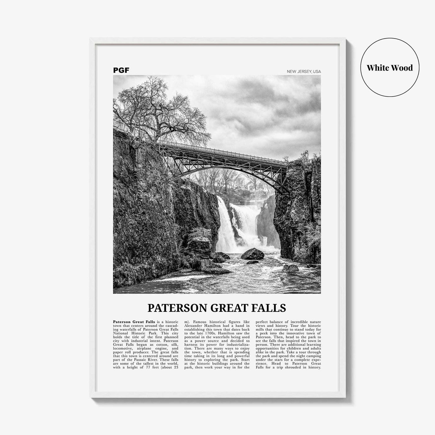 Paterson Great Falls Print Black and White, Paterson Great Falls Wall Art, Paterson Great Falls Poster, Paterson Great Falls Photo