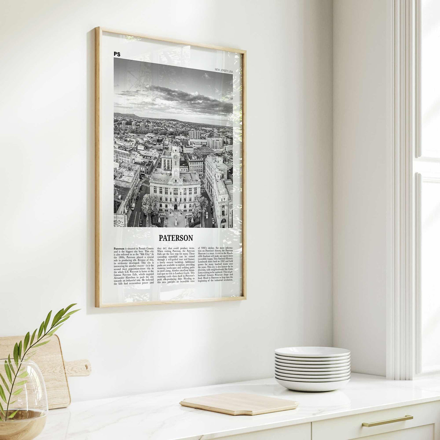 Paterson Print Black and White, Paterson Wall Art, Paterson Poster, Paterson Photo, Paterson Wall Décor, Paterson Map, New Jersey, USA