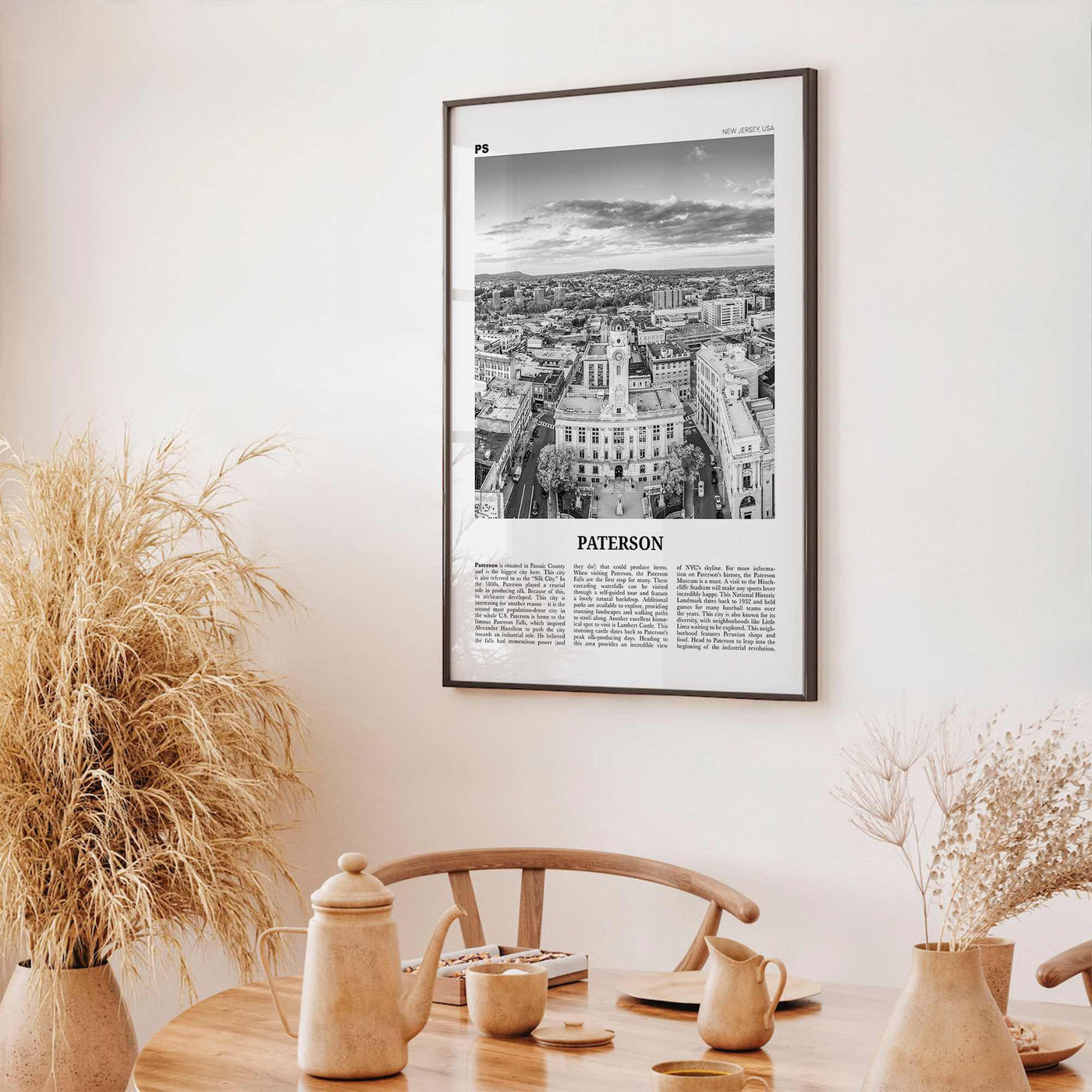 Paterson Print Black and White, Paterson Wall Art, Paterson Poster, Paterson Photo, Paterson Wall Décor, Paterson Map, New Jersey, USA