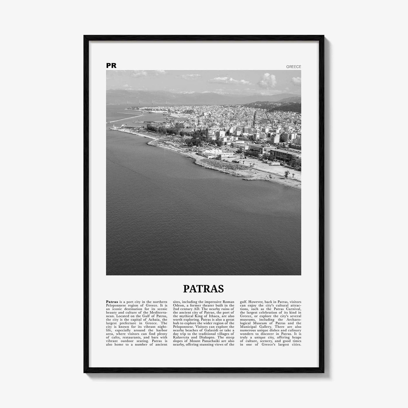 Patras Print Black and White, Patras Wall Art, Patras Poster, Patras Photo, Patras Wall Décor, Patras Map, Greece