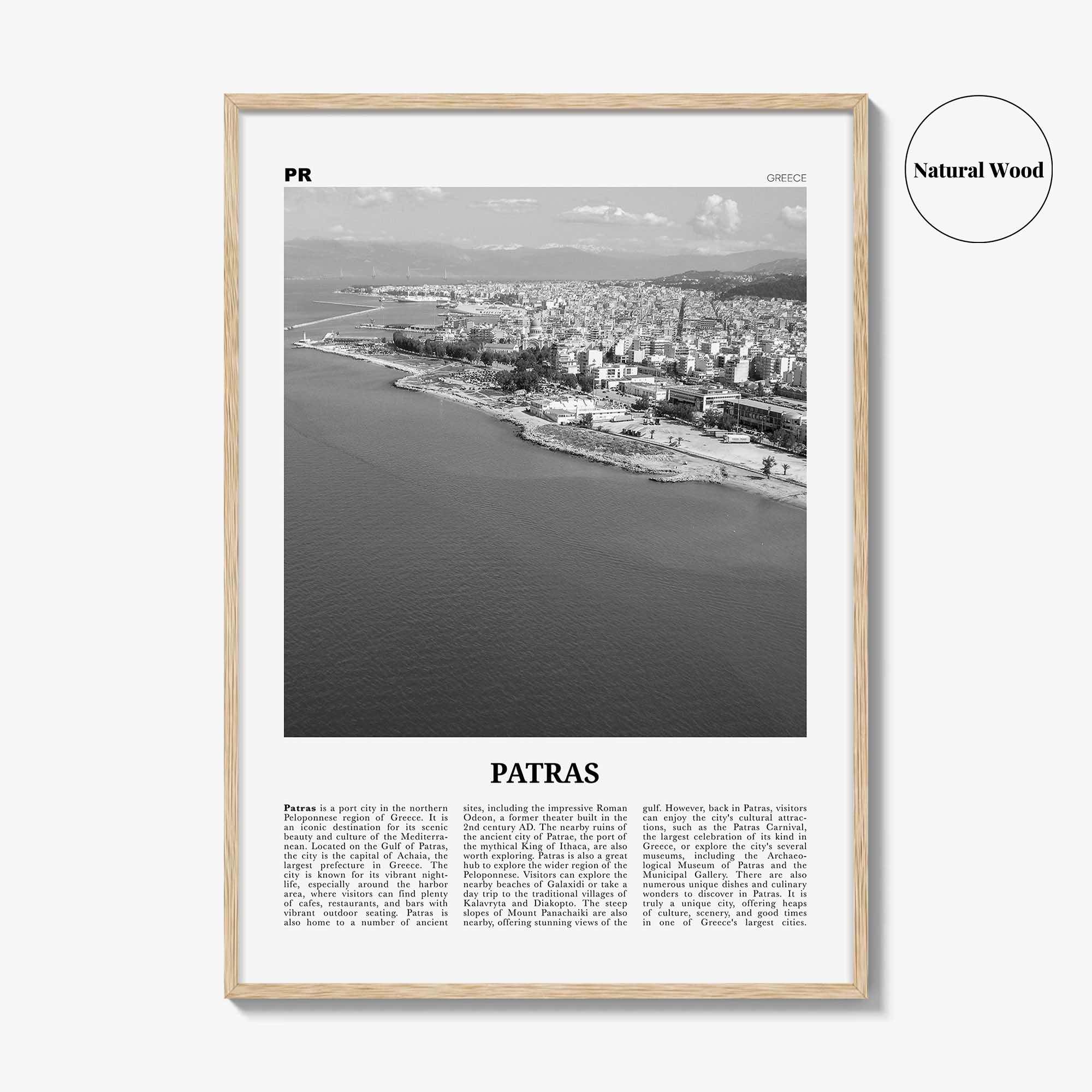 Patras Print Black and White, Patras Wall Art, Patras Poster, Patras Photo, Patras Wall Décor, Patras Map, Greece