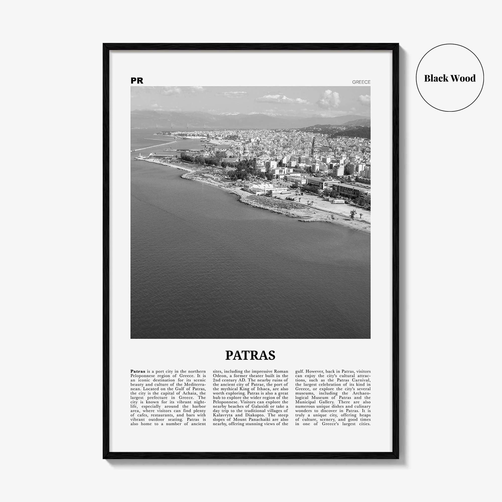 Patras Print Black and White, Patras Wall Art, Patras Poster, Patras Photo, Patras Wall Décor, Patras Map, Greece