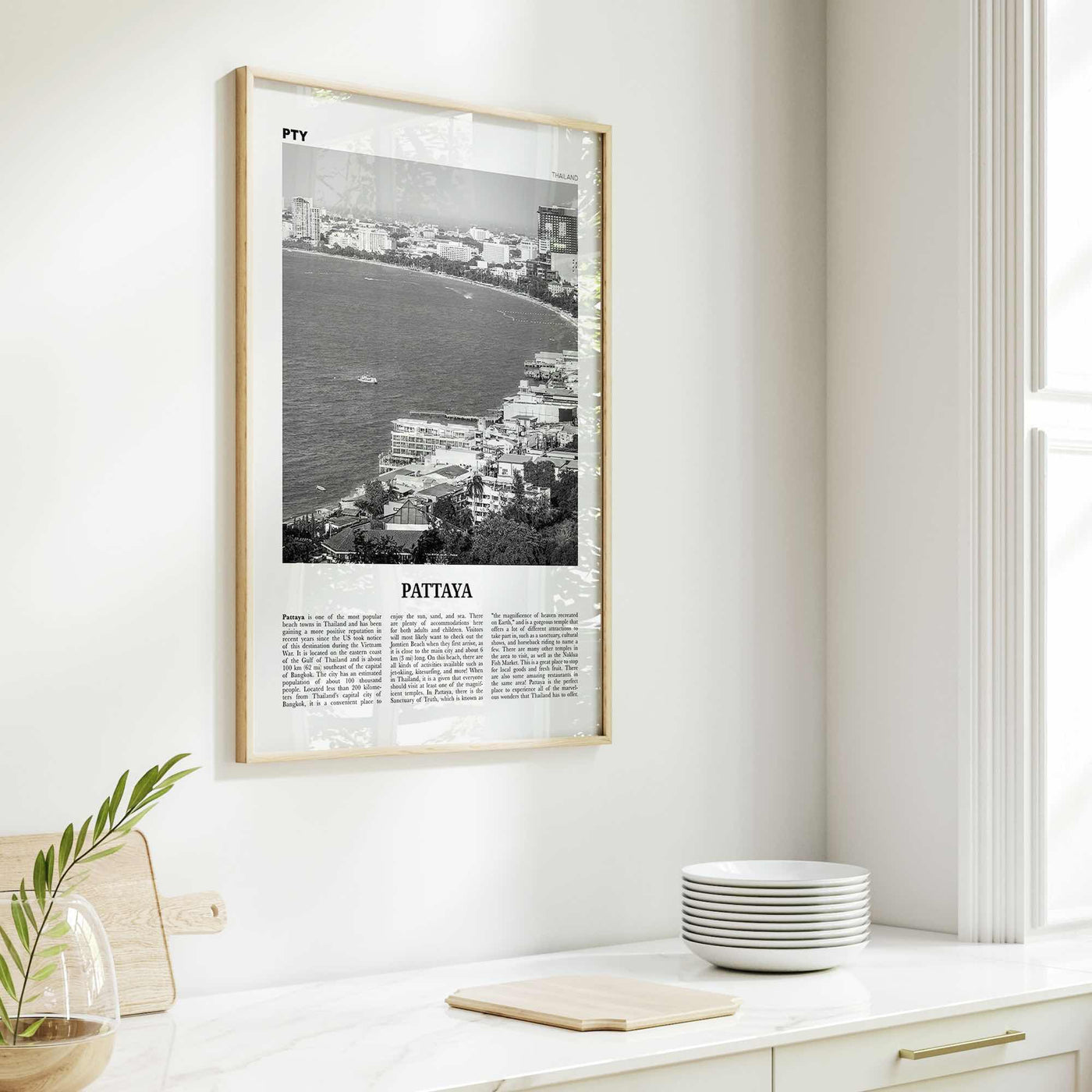 Pattaya Print Black and White, Pattaya Wall Art, Pattaya Poster, Pattaya Photo, Pattaya Wall Décor, Thailand, Chonburi, Bang Lamung