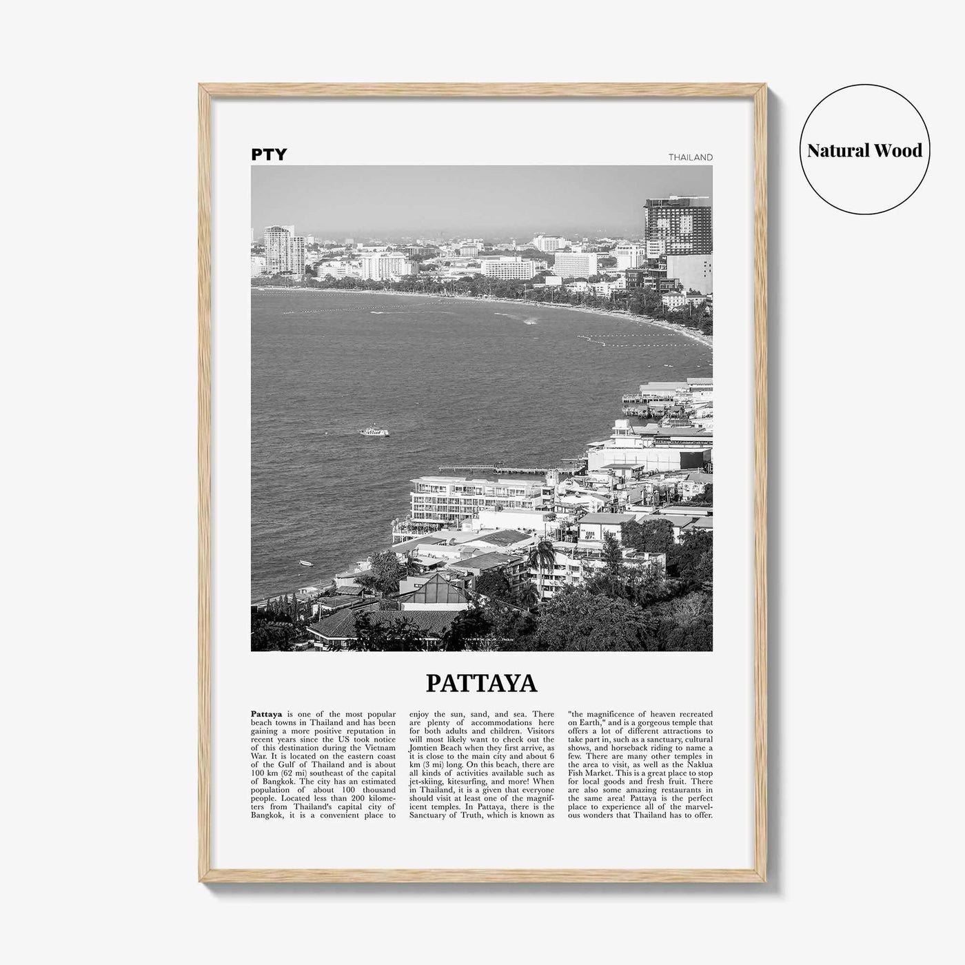 Pattaya Print Black and White, Pattaya Wall Art, Pattaya Poster, Pattaya Photo, Pattaya Wall Décor, Thailand, Chonburi, Bang Lamung