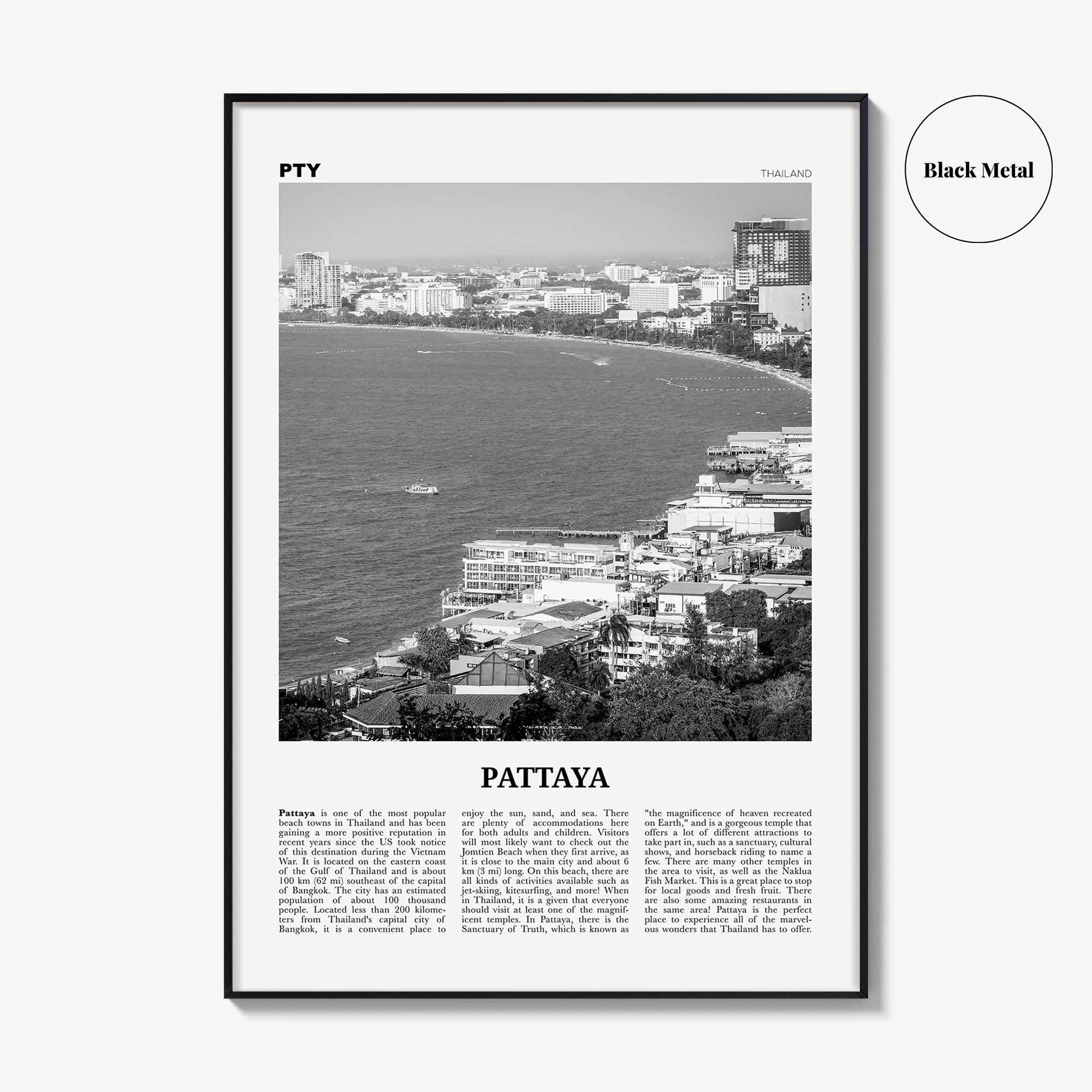Pattaya Print Black and White, Pattaya Wall Art, Pattaya Poster, Pattaya Photo, Pattaya Wall Décor, Thailand, Chonburi, Bang Lamung