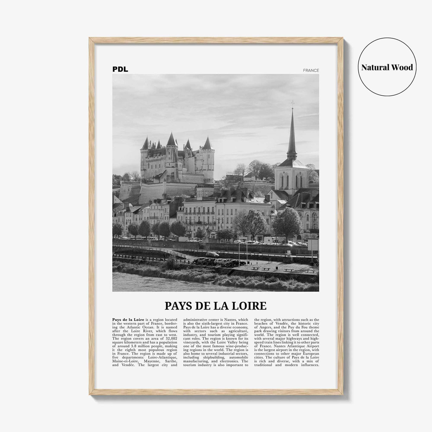 Pays de la Loire Print Black and White, Pays de la Loire Art, Pays de la Loire Poster, Pays de la Loire Photo, Pays de la Loire Décor, Map