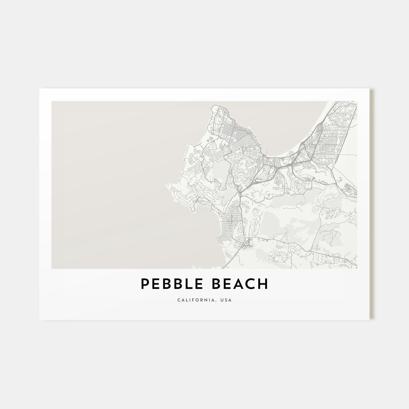 Pebble Beach Map Landscape Poster