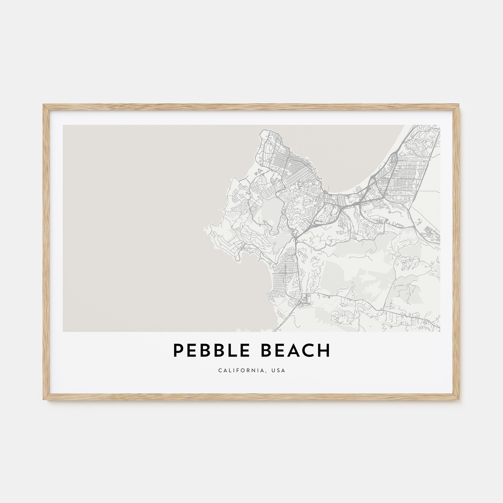 Pebble Beach Map Landscape Poster