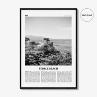 Pebble Beach Print Black and White, Pebble Beach Wall Art, Pebble Beach Poster, Pebble Beach Photo, Pebble Beach Map, California, USA