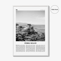 Pebble Beach Print Black and White, Pebble Beach Wall Art, Pebble Beach Poster, Pebble Beach Photo, Pebble Beach Map, California, USA