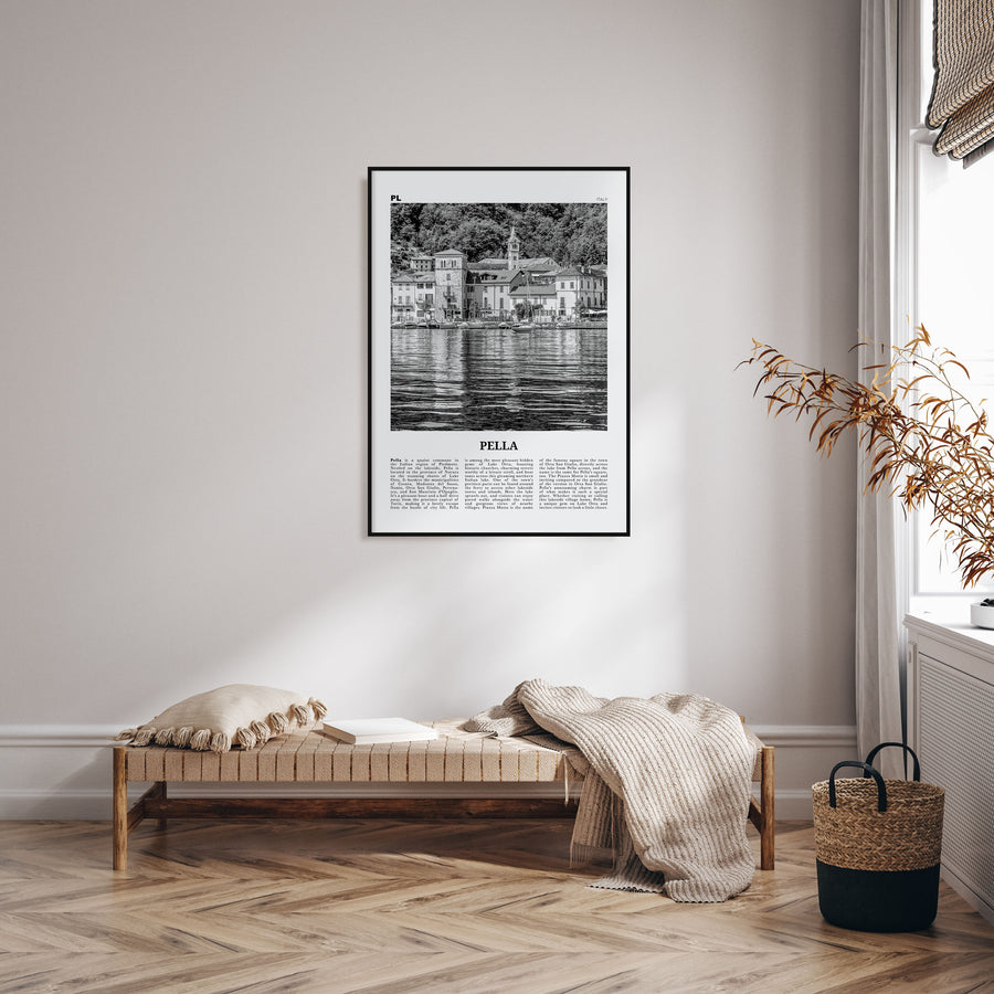 Pella, Italy Travel B&W Poster
