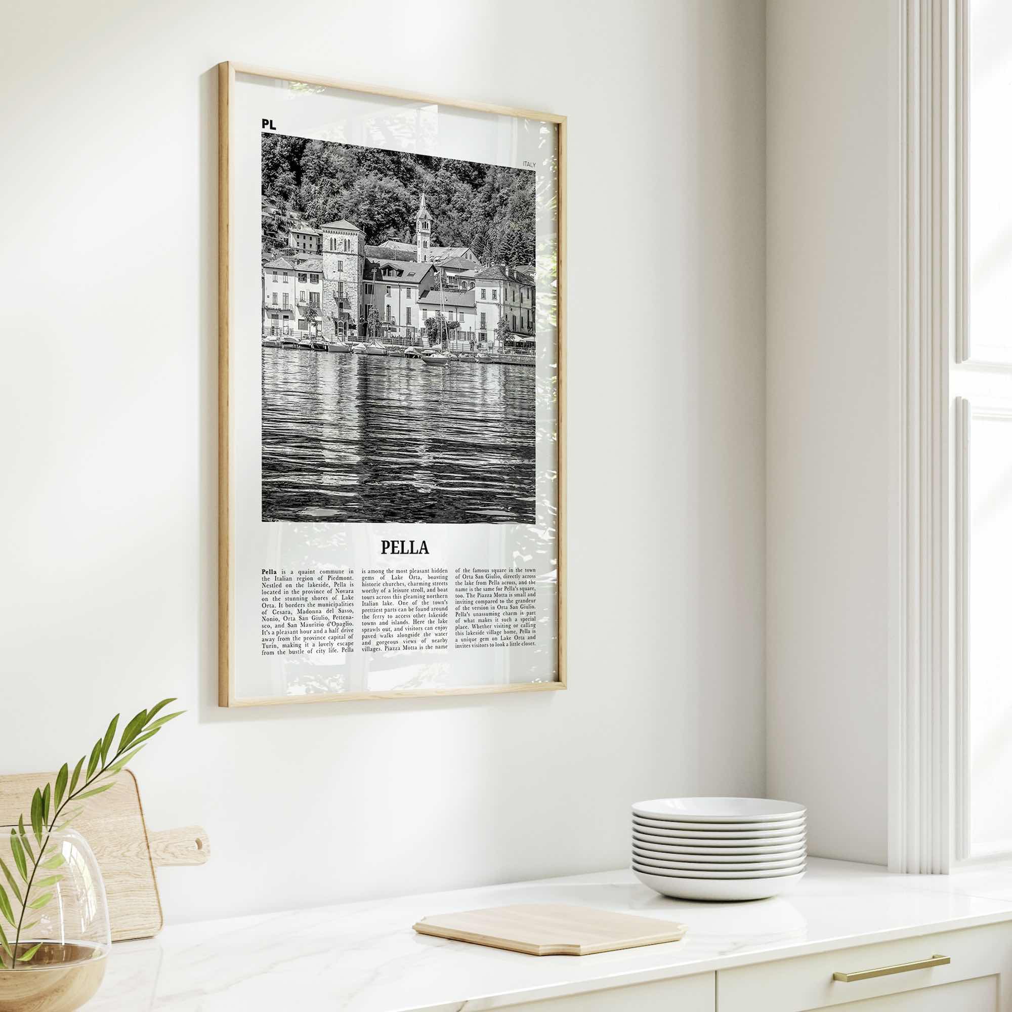 Pella Print Black and White Italy, Pella Wall Art, Pella Poster, Pella Photo, Pella Wall Décor, Pella Map, Italy