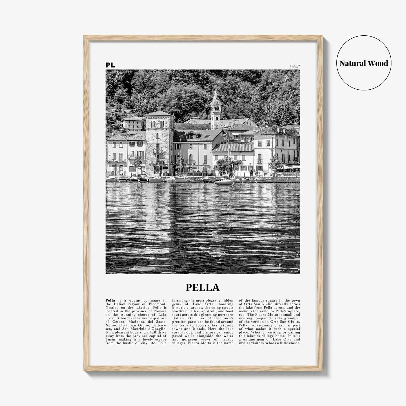 Pella Print Black and White Italy, Pella Wall Art, Pella Poster, Pella Photo, Pella Wall Décor, Pella Map, Italy