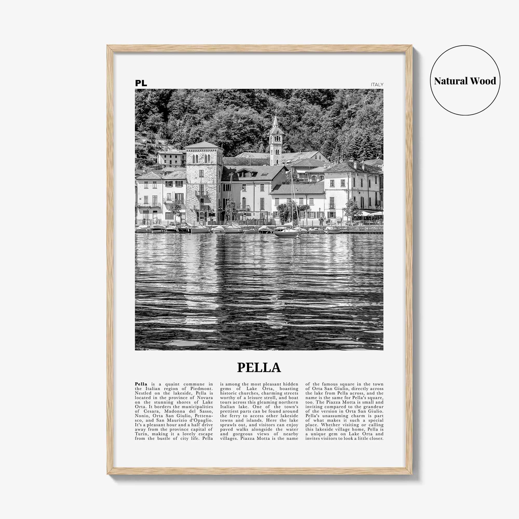 Pella Print Black and White Italy, Pella Wall Art, Pella Poster, Pella Photo, Pella Wall Décor, Pella Map, Italy