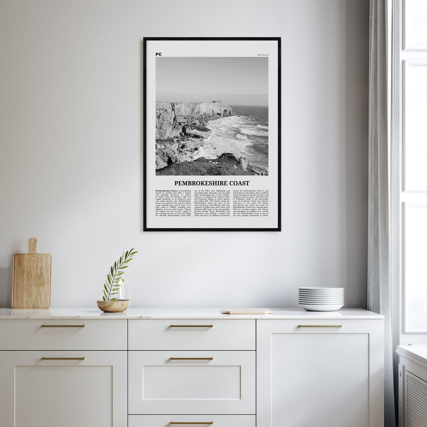 Pembrokeshire Coast Travel B&W Poster