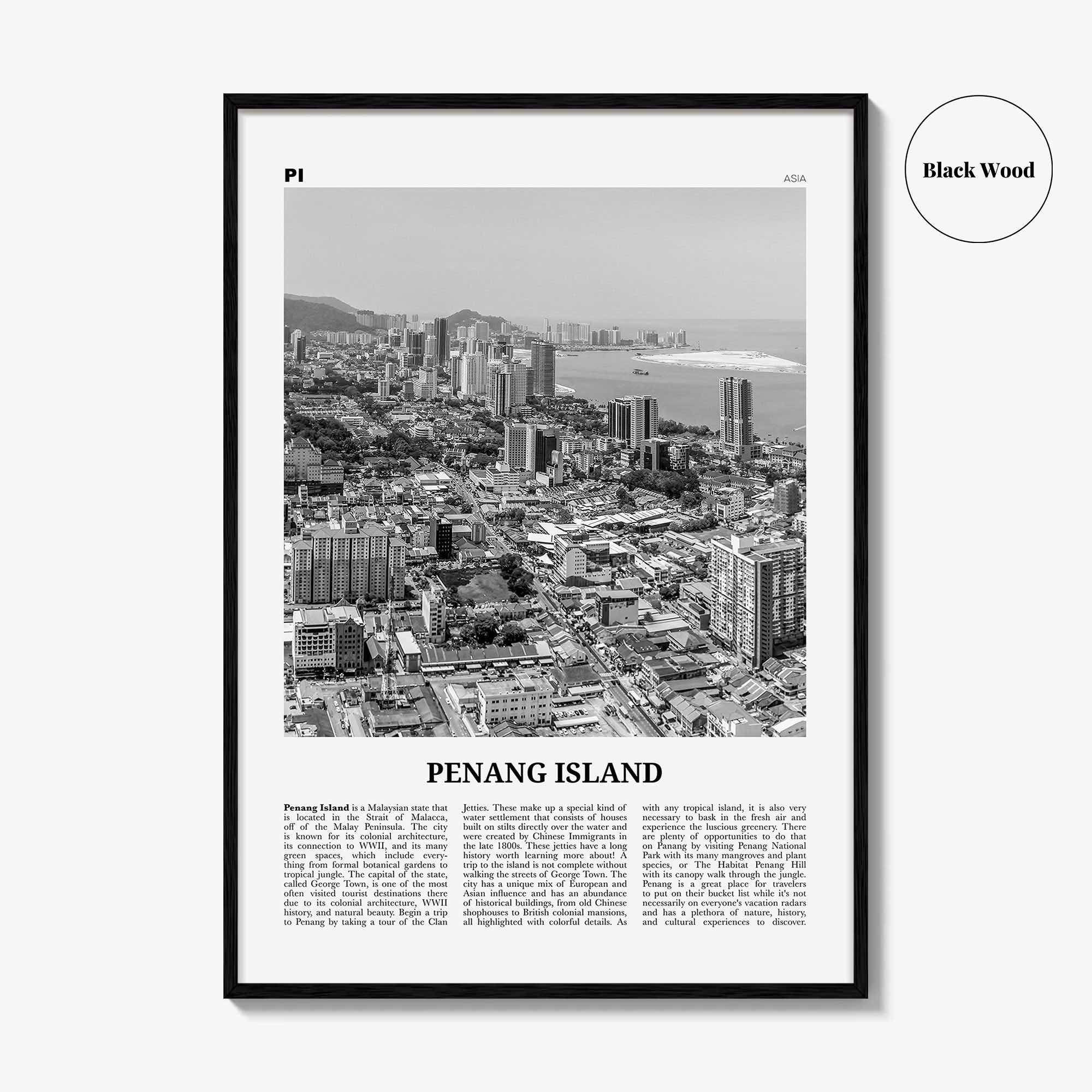 Penang Island Print Black and White, Penang Island Wall Art, Penang Island Poster, Penang Island Photo, Penang Island Wall Decor, Malaysia