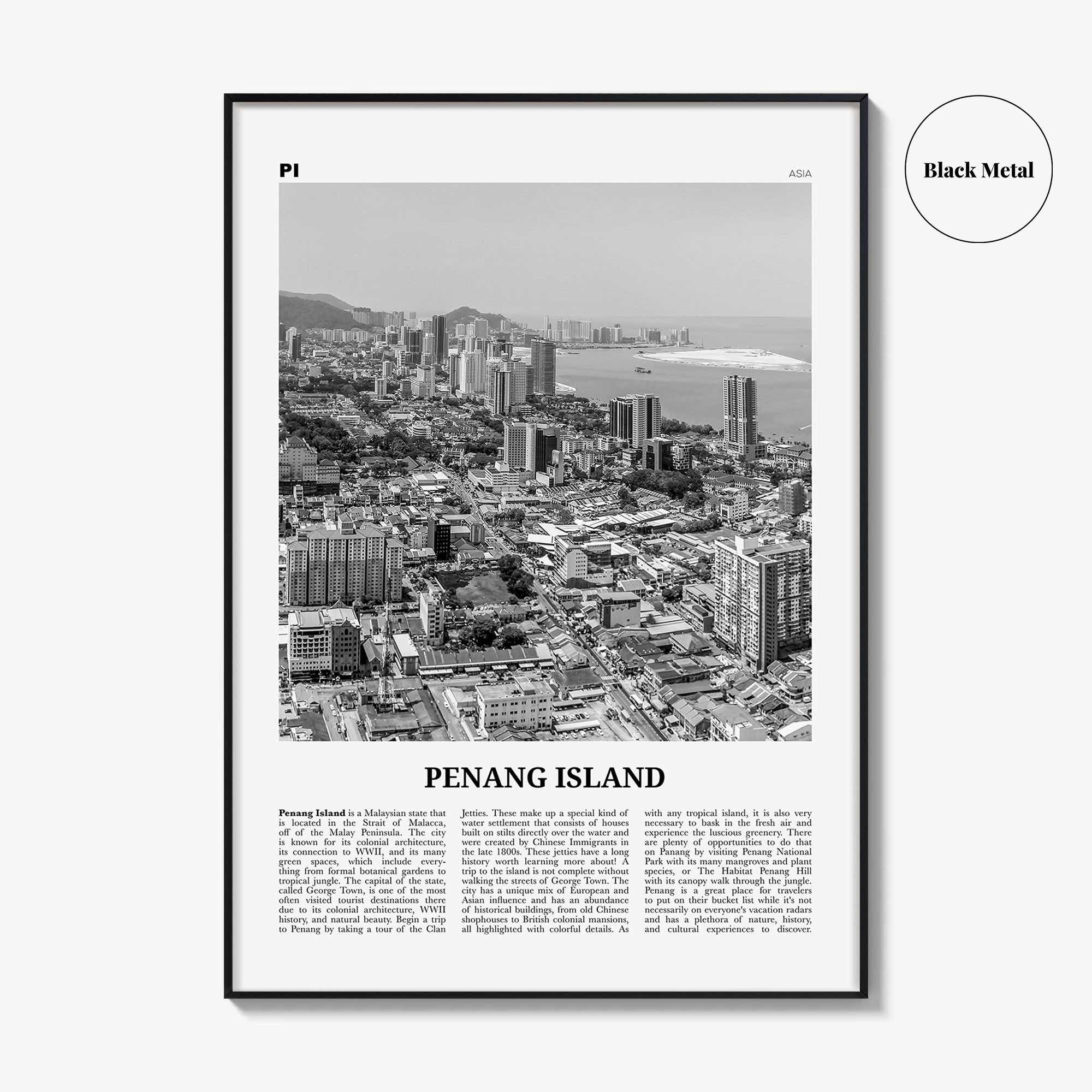 Penang Island Print Black and White, Penang Island Wall Art, Penang Island Poster, Penang Island Photo, Penang Island Wall Decor, Malaysia