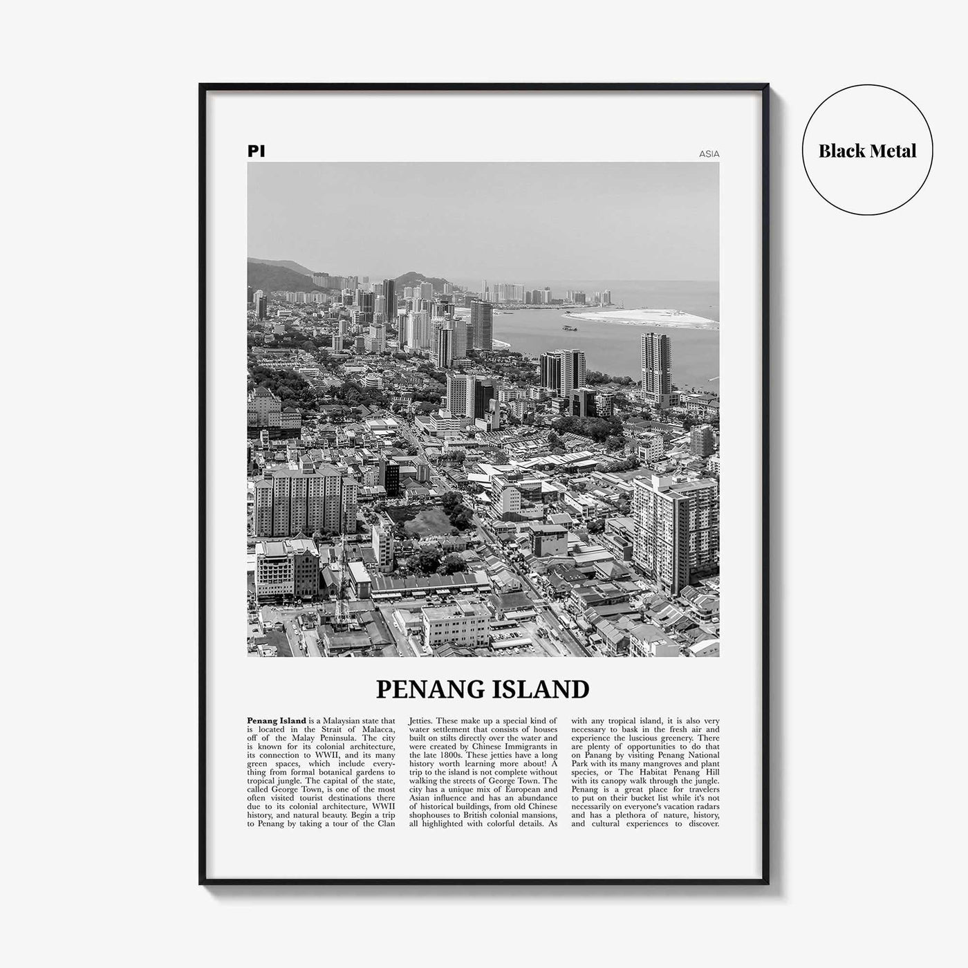 Penang Island Print Black and White, Penang Island Wall Art, Penang Island Poster, Penang Island Photo, Penang Island Wall Decor, Malaysia