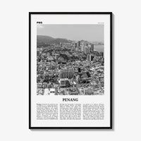 Penang Print Black and White, Penang Wall Art, Penang Poster, Penang Photo, Penang Wall Décor, Penang Map Poster