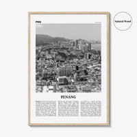 Penang Print Black and White, Penang Wall Art, Penang Poster, Penang Photo, Penang Wall Décor, Penang Map Poster
