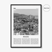 Penang Print Black and White, Penang Wall Art, Penang Poster, Penang Photo, Penang Wall Décor, Penang Map Poster