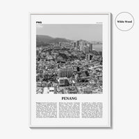 Penang Print Black and White, Penang Wall Art, Penang Poster, Penang Photo, Penang Wall Décor, Penang Map Poster