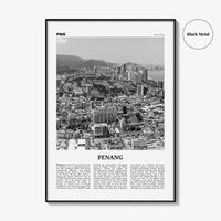Penang Print Black and White, Penang Wall Art, Penang Poster, Penang Photo, Penang Wall Décor, Penang Map Poster