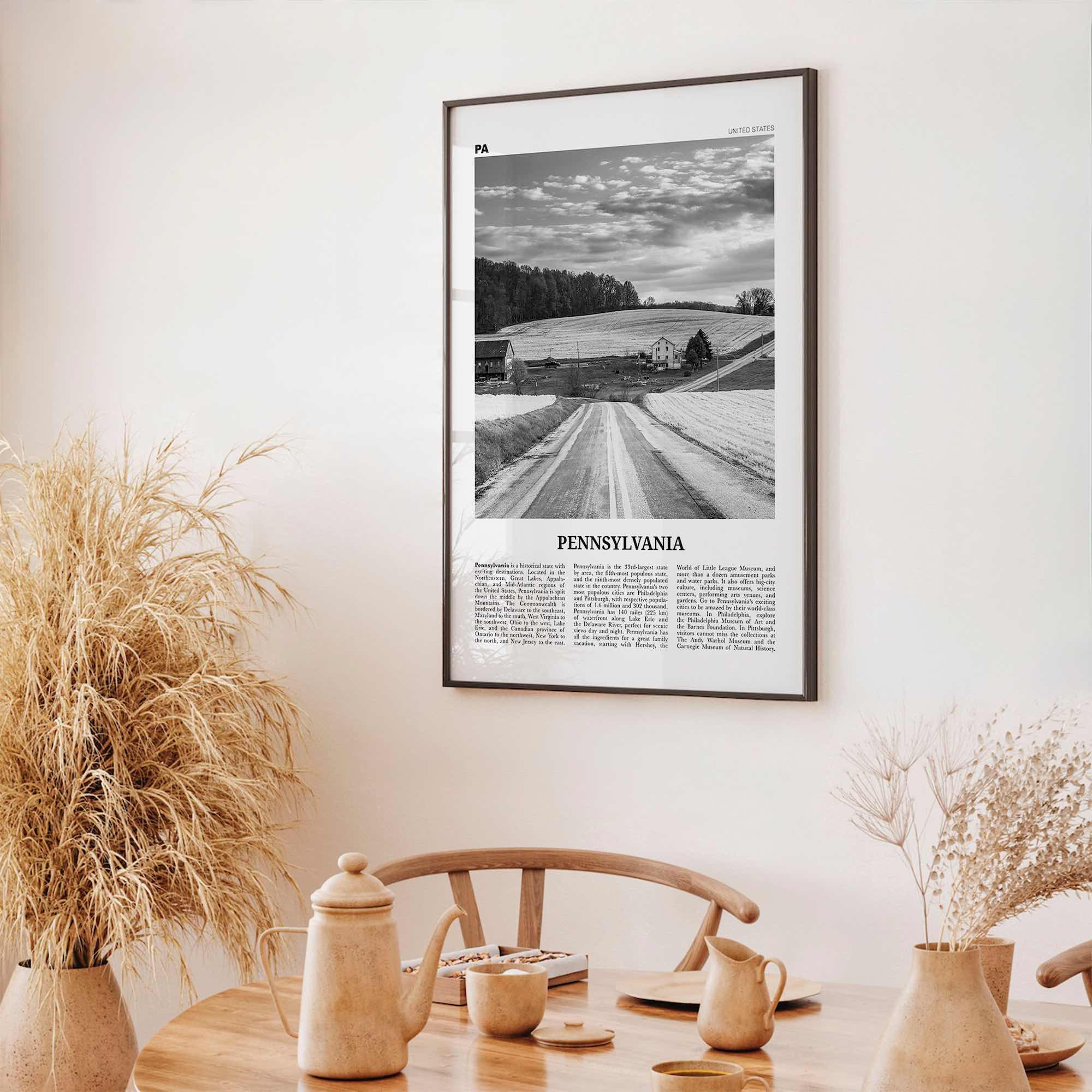 Pennsylvania Print Black and White No 1, Pennsylvania Art, Pennsylvania Poster, Pennsylvania Photo, Pennsylvania Décor, Pennsylvania Map