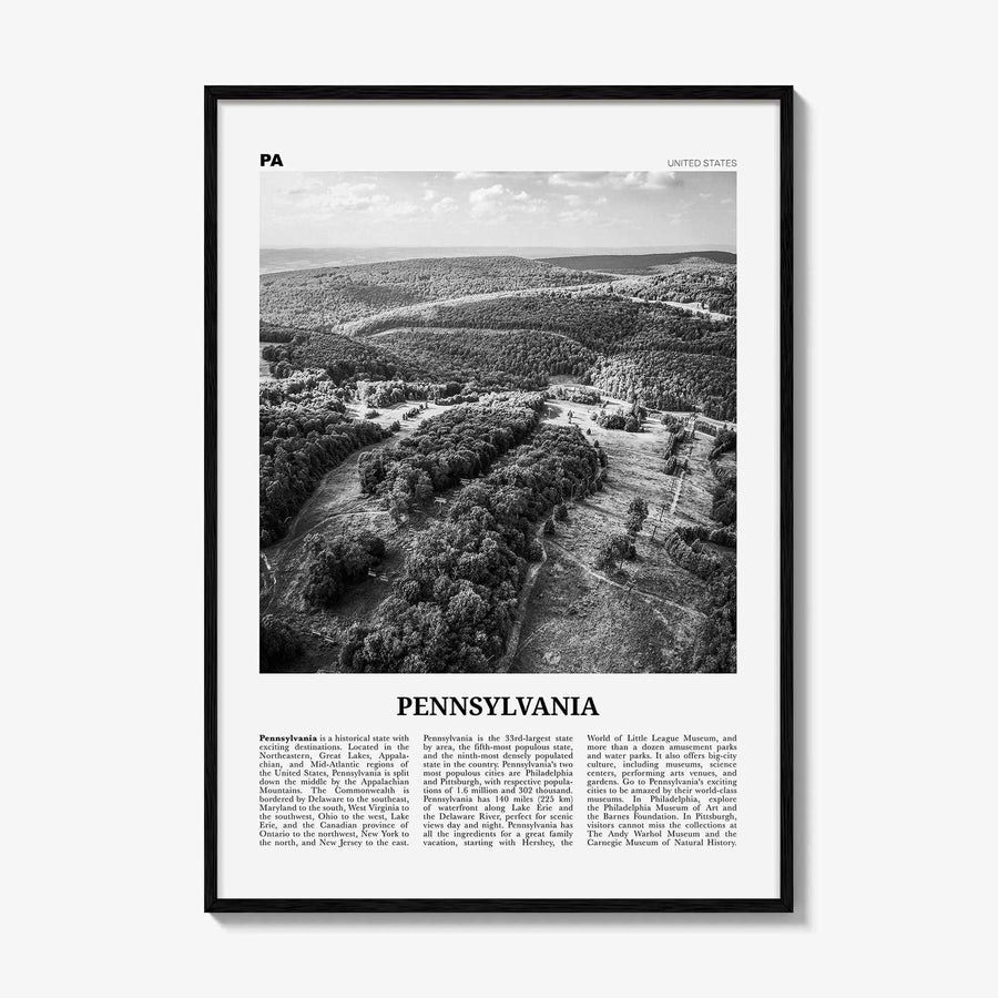 Pennsylvania Print Black and White No 2, Pennsylvania Wall Art, Pennsylvania Poster, Pennsylvania Photo, USA, United States, North America