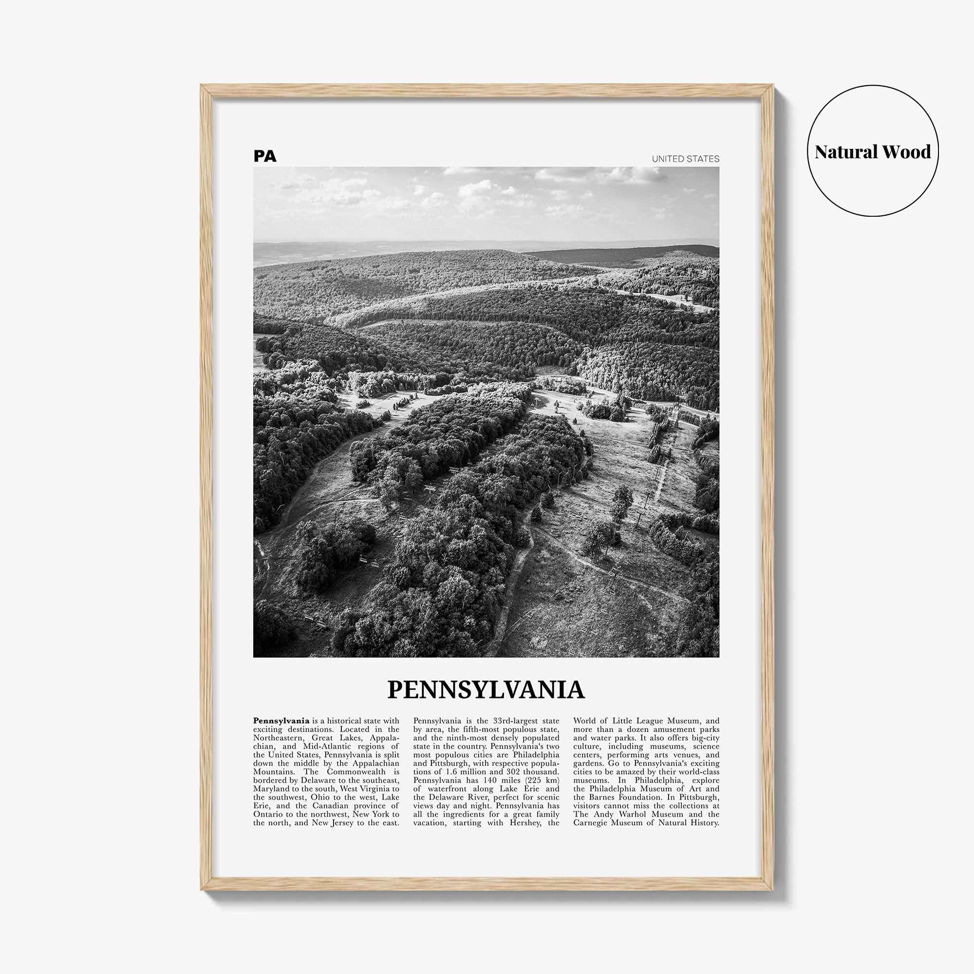 Pennsylvania Print Black and White No 2, Pennsylvania Wall Art, Pennsylvania Poster, Pennsylvania Photo, USA, United States, North America