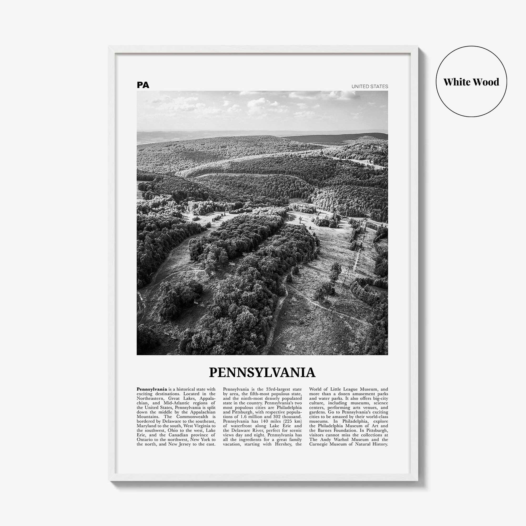 Pennsylvania Print Black and White No 2, Pennsylvania Wall Art, Pennsylvania Poster, Pennsylvania Photo, USA, United States, North America