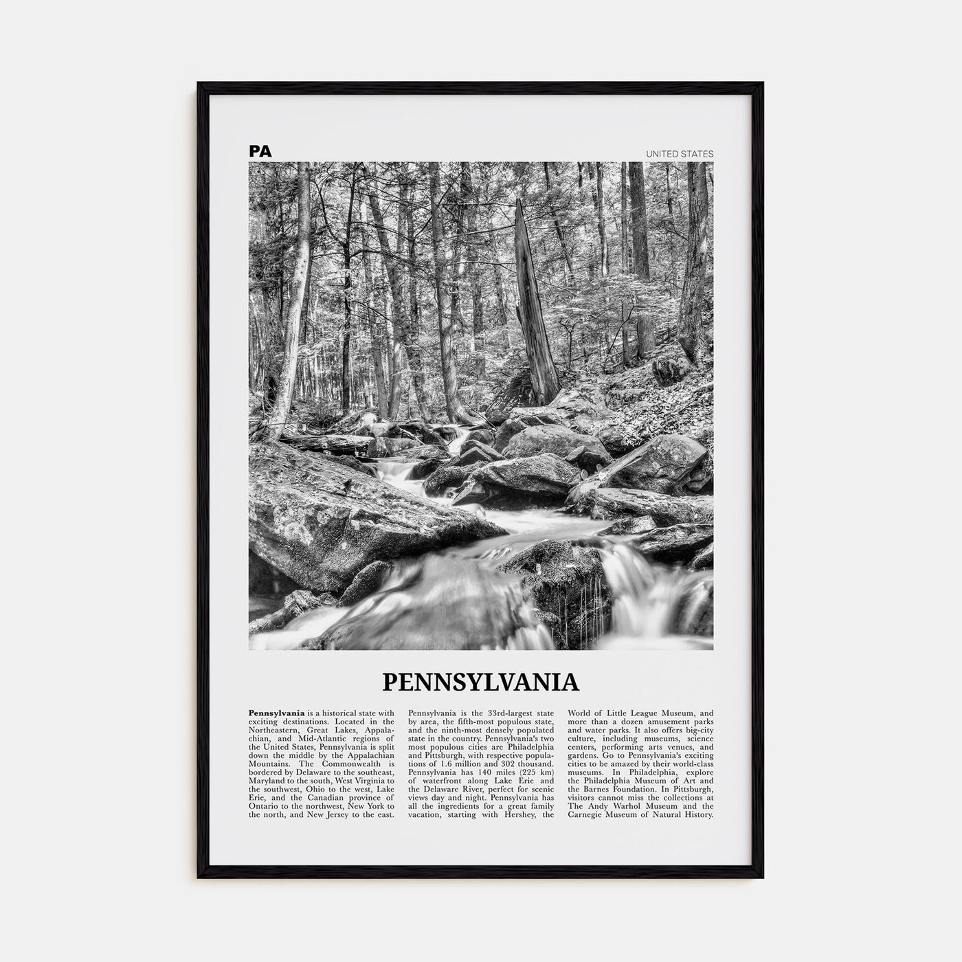Pennsylvania Travel B&W No 3 Poster