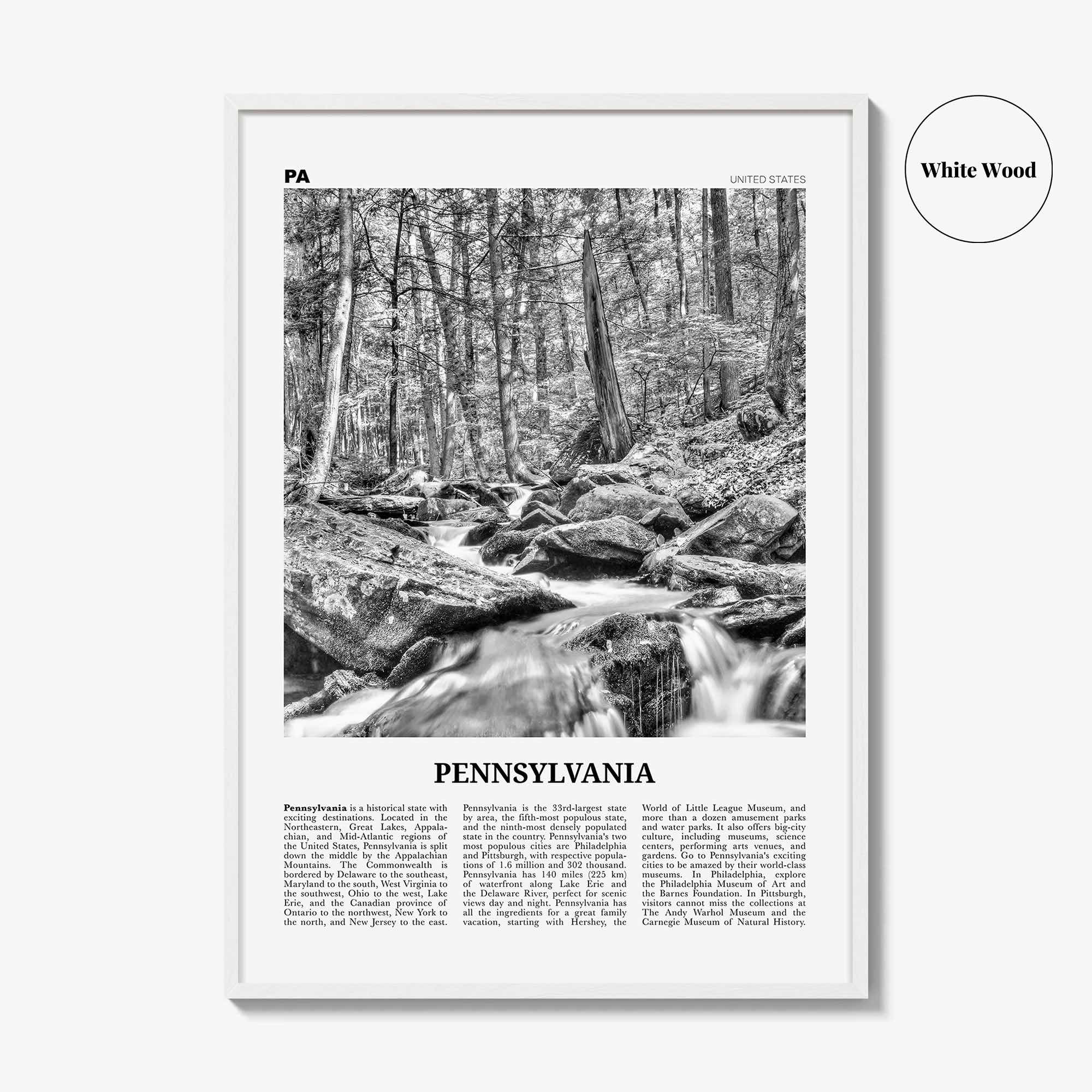 Pennsylvania Print Black and White No 3, Pennsylvania Wall Art, Pennsylvania Poster, Pennsylvania Photo, Pennsylvania Décor, Pennsylvania