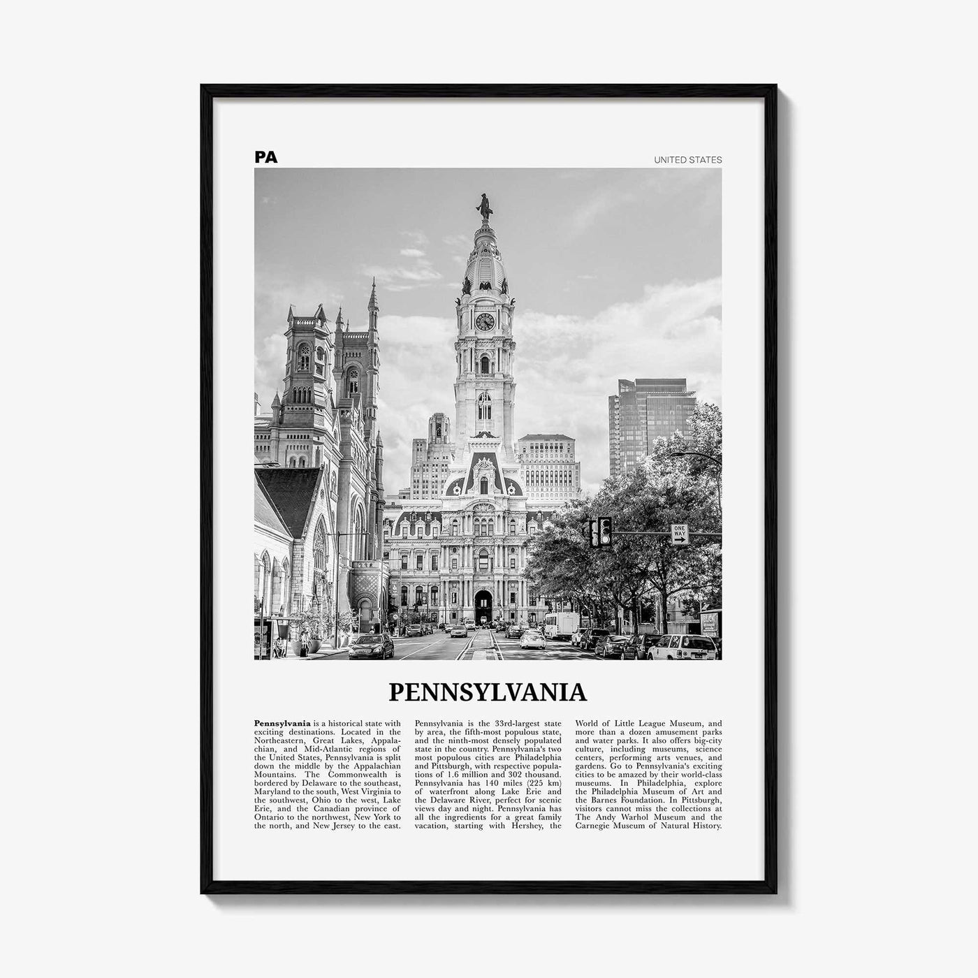 Pennsylvania Print Black and White No 5, Pennsylvania Wall Art, Pennsylvania Poster, Pennsylvania Photo, Pennsylvania Décor, United States