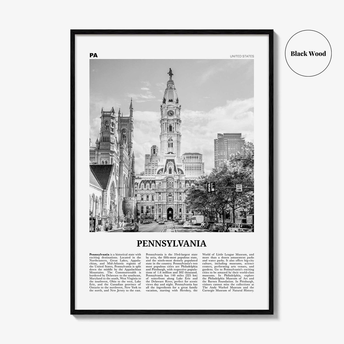 Pennsylvania Print Black and White No 5, Pennsylvania Wall Art, Pennsylvania Poster, Pennsylvania Photo, Pennsylvania Décor, United States